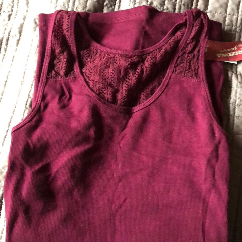 Lace Tank Top Burgundy Fitted and Stretch Cotton